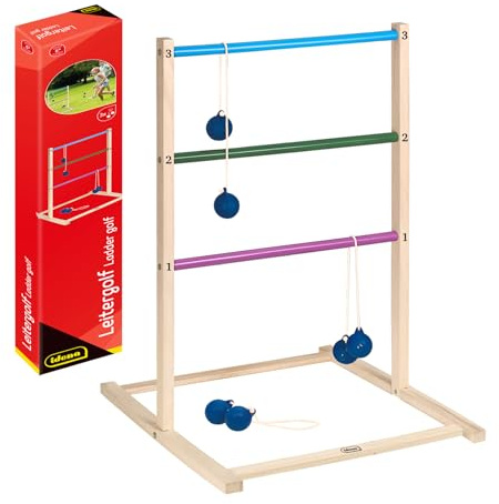 Idena 40380 - Throwing Game Ladder Golf Outdoor Wooden with 3 Pairs of Golf Balls, Size 75 x 52 x 55 cm, for Adults and Children from 6 Years, Suitable for Indoor and Outdoor Use, FSC 100%