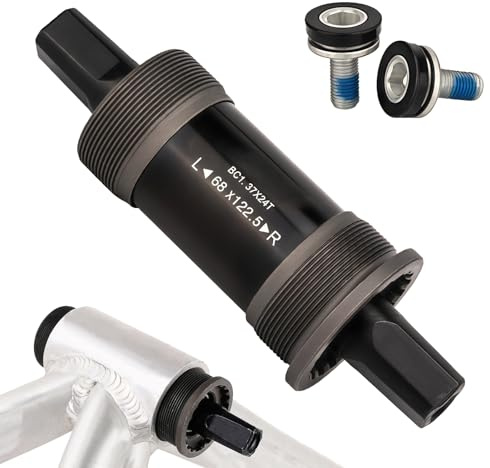 WIYETY Tretlager Fahrrad Innenlager 68 mm Tretlager Fahrrad BSA Fahrrad Tretlager Vierkant-Innenlager, Vierkantspindelkurbel für Mountainbike MTB Vierkantkegelspindelkurbel