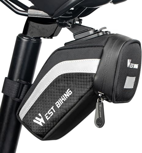 ZIMAOER Satteltasche für Fahrrad – wasserdichte Fahrradtasche unter dem Sattel, Robuste Satteltaschen für Rennrad, Mountainbike, E-Bike und Stadtrad, Nylon & PU (Schwarz)