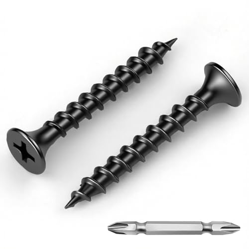 150PCS Black Oxide Drywall Screws with PH2 Driver | M4 x 25mm Self-Tapping Coarse Thread, Bugle Head|Rust-Resistant Carbon Steel for Metal & Wood Applications,Plasterboard Wood Construction