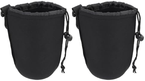 LALAFINA Objektivtaschen Schwarz für DSLR Kameras Neopren 2 Stück-Pack Elastisch