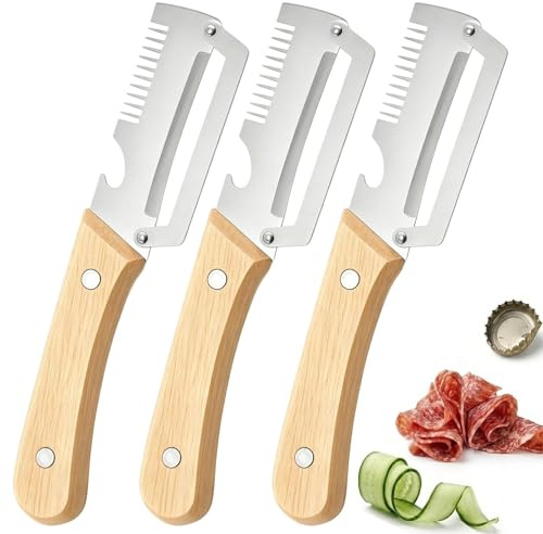 Pelapatate 2 in 1 in Acciaio Inossidabile, Coltello Multifunzionale Seghettato, Affettatore E Pelapatate Da Cucina Portatile Per Patate, Carote, Cetrioli E Scalogni (3pcs)