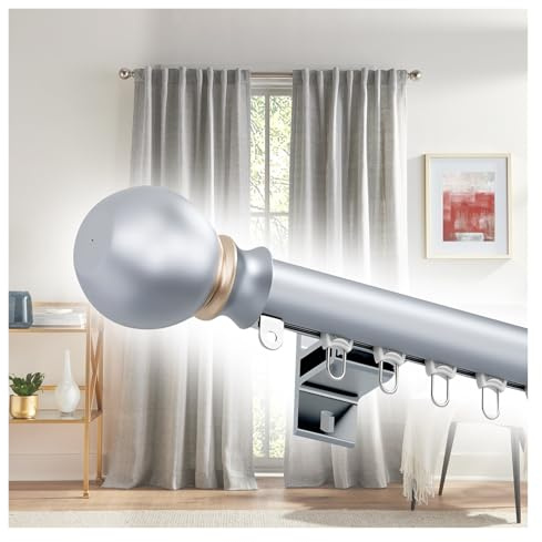 Heavy Du Aluminium träningsstång med rund ändstycke, väggmonterad draperistång för, kudde med skruvar, vit, 360 cm (3 x 120 cm)