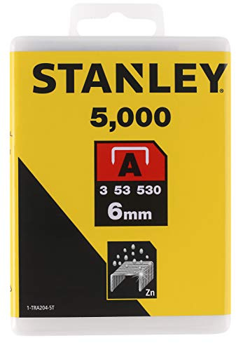 Stanley typ A häftklamrar, silver, 6 mm, set med 5 000 stycken
