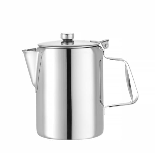 HENDI Kaffee-/Teekanne, mit Klappdeckel, Kaffeekanne, Mehrzweckkanne, Milchkanne, Sahnekanne, Servierkanne, Edelstahlkanne, Wasserkanne, Wasserkessel, 0,6L, ø97x(H)142mm, Edelstahl