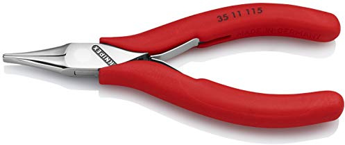 KNIPEX Tools - Electronics Pliers, Flat Tips (3511115), Red