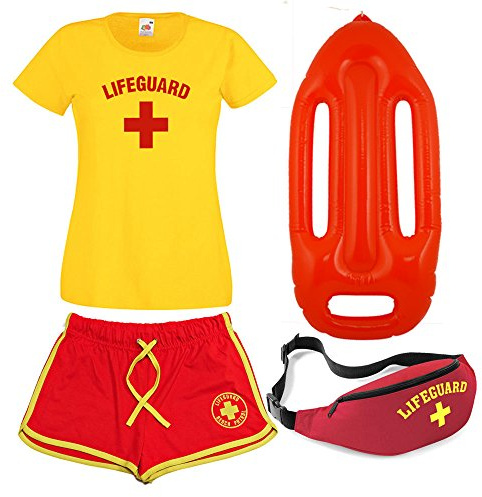 Damen Rettungs-T-Shirt, Shorts, Bauchtasche und Schwimmer, 4-er Set