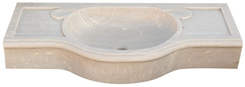 Biscottini Waschbecken aus weißem Marmor, 100 x 46 x 15 cm, Waschbecken für Außen- und Innenbereich, Steinwaschbecken, Aufsatzwaschbecken, Küchenspüle