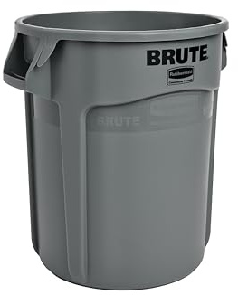 Rubbermaid Commercial Products Brute Vented Container | Heavy-Duty Large Plastic Waste Bin | 76 l, Grey | Integrated venting channels reduce pulling force required to lift liners, while durable plastic resists commercial wear.