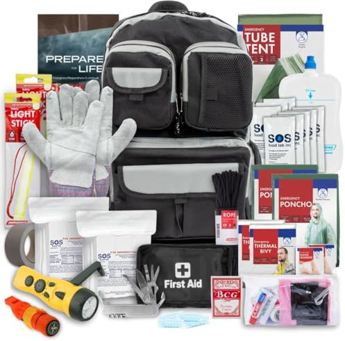 Emergency Zone Urban Survival Bug Out Bag - 2 Person | Bugout Backpack Survival Kit w/Emergency Food Supply, Survival Gear and Supplies for Disasters