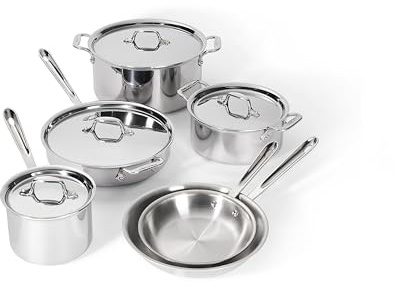 All-Clad 8400000960 Cookware Set, 18-10 Steel, Stainless Steel