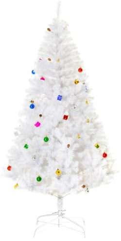 HOMCOM Künstlicher Weihnachtsbaum 180 cm mit Kugeln inkl. Metallständer