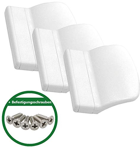 SILISTO Türgriffschalen Kunststoff Eckig Weiss 3 Stück inkl. Schrauben