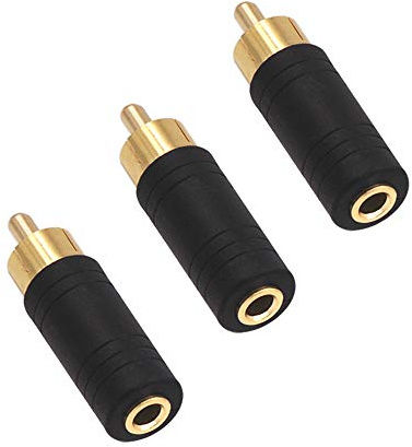 VCE 3-delad ljudadapter RCA hane till 3,5 mm uttag hona mono RCA till uttag 3,5 mm adapter guldpläterad