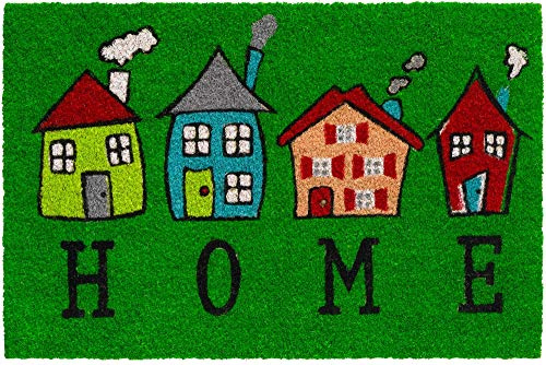 Kokosmatte als innen und aussen-Bereich Fußmatte in 40x60 cm - Kokosfaser Türmatte Häuser Home Spruch als lustige Sauberlaufmatte - Outdoor Fußabstreifer für Haustür, Flur, Garten