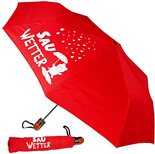 alles-meine.de GmbH Taschenschirm - AUTOMATIK - Sauwetter - rot - ø 100 cm - großer Regenschirm/Kinderschirm/Erwachsenenschirm - Automatikregenschirm/Partnerschirm - Pa..