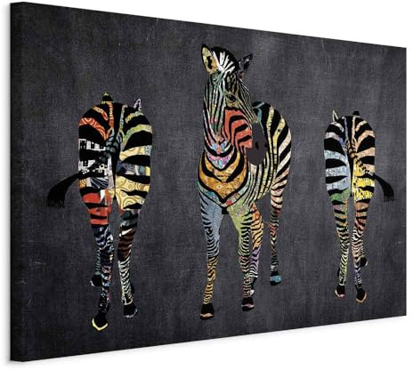 murando Acoustic Canvas Wall Art Animal 120x80 cm / 48x32 picture with acoustic foam sound absorption print image Artwork 1 pc room acoustics soundproofing Zebras Africa Grafitti g-A-10098-b-a