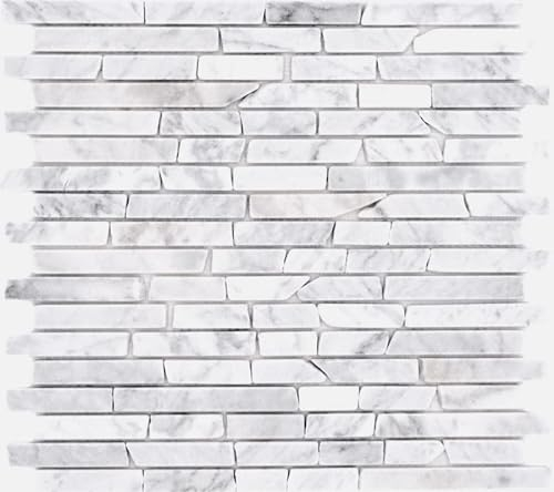 Naturstein Mosaikfliesen Marmor weiss carrara Optik matt Wand Boden Küche Bad Dusche MOS40-Brick2000_f