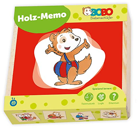 TROTSCH - BOBO Siebenschläfer Holz-Memo: In praktischer Schiebebox, als Reisespiel geeignet