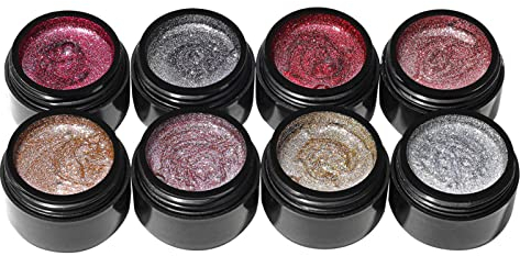 Nagellack Peel-Off 8 Farben optional Spiegel Metall lackiert Pull Line Malerei Nagellack DIY geeignet für Damen und Mädchen 5ml (A, One Size)