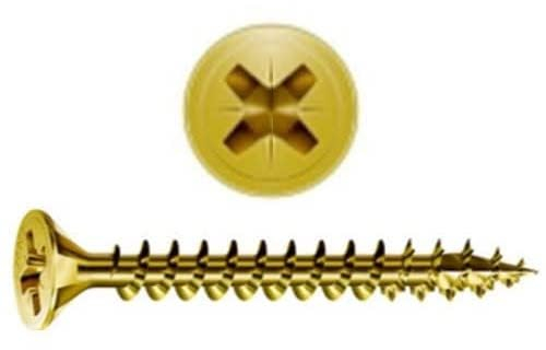 Set mit 500 selbstschneidenden Holzschrauben mit Senkkopf, 3,5 x 18 mm, ideales Set für Bastelarbeiten und Bastelarbeiten, erhältlich in verschiedenen Farben und Größen, Gelb