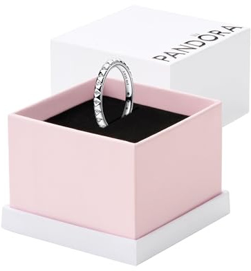 PANDORA ME Anillo con tachonado de pirámides de plata de ley con circonitas cúbicas transparentes, talla 58