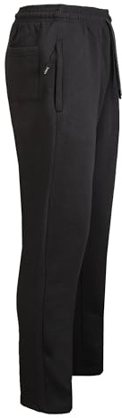 JUST LOOK Mens Fleece Open Hem Bottoms Track Pants Trousers Casual Jogging Joggers with Zip Pockets (UK, Alpha, XL, Regular, Regular, Black)