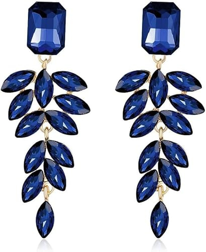 FDEETY Ohrringe Damen Kristall Baumeln Ohrringe Lange Kristall Quaste Ohrringe Hochzeit Braut Strass Ohrringe Modeschmuck