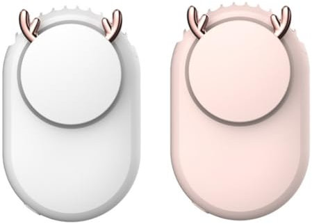 Cabilock Ventilador De Cuello Portátil Rosa Mini Ventilador Usb Recargable Luz Ruido
