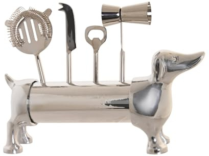 COCTEL SET 4 INOX 37X9X18 PERRO CROMADO PLATEADO