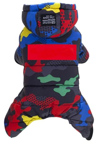 Yardwe Warme Hundemantel Winter Tarnmuster Winterkleidung für Hunde Dicker Haustiermantel mit Kapuze Wasserdichtes Futter für Mops und Große Hunde Knopfverschluss für Outdoor-aktivitäten