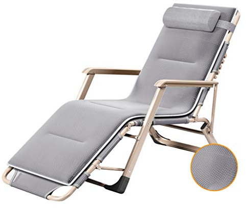 Zero Gravity Lounge Chair, Gray Foldable Sun Loungers Deck Chairs Reclining Garden Chair Zero Gravity Chairs Relaxer Recliner Sunbed Adjustable for Patio Outdoor Camping Beach, Max.260kg Lounge Chair