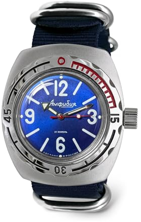 Vostok Amphibia 090914 Automatik-Armbanduhr mit Selbstaufzug, Marineblau, Taucher