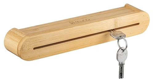 eluno Schl?sselbrett mit praktischer Ablage, Schl?sselboard, Schl?sselaufbewahrung, Key Holder, Schl?sselleiste mit durchg?ngiger Nut - Schl?sselhalter modern aus Bambus