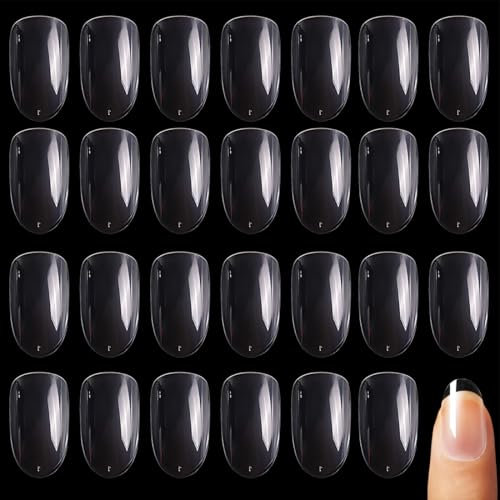 Kurze Mandel Nageltips, 500 Stück Nagel Tips, Full Cover Nail Tips Almond, Nageltips für Gelnägel, Fake Nails Transparent, Nageltips für Nagelstudios und Diy Nail Art Zu Hause, 10 Größen Nageltips