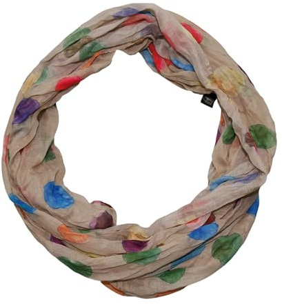 beybey® Damen Seide Loop Schal in herrlichen Farben und ein Batik Punkte Loopschal zum Verlieben Seidenschal (dx beige)
