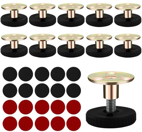 UptVin 10 Stück Möbelfüße Verstellbar, Selbstklebend, Edelstahl, ABS-Kunststoff, Schwarz, Rund, Höhenverstellbar 26-40 mm, Für Stühle, Tische, Schränke, Sofas, Schreibtische, Zeitgenössisch