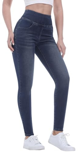 Chasehot Vaqueros Elásticos Mujer, Skinny Slim Jeans De Tiro Alto Jeggings Treggings Push Up Pantalón Vaqueros Elástico Ankle Leggins con Bolsillos, Azul Vintage-XXL