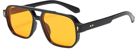 Retro Pilot Double Bridge Rectángulo - Gafas de sol para mujer y hombre, estilo clásico, cuadradas, vintage, protección UV400, conducción al aire libre, dorado