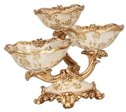 SiaBiced Frutero de resina europeo, frutero con pedestal, cocina, elegante, multiusos, mesa de centro para el hogar, cuenco con patas, bandeja de fruta