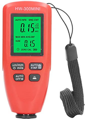 Mavaol Probe Beschichtungsdickenmessgerät, Magnet- und -Technologie, schnelle Messwerte, klares Display mit Hintergrundbeleuchtung, für Automobil- und Heimwerker-Profis (Red)