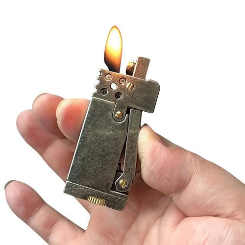 Vintage Graben Feuerzeug Cool Druck Zündung Feuerzeuge Fluid Nachfüllbare Winddichte Wiederverwendbare Antike (Silver)