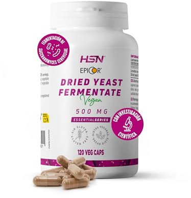 HSN EpiCor® Levadura Seca Fermentada 500mg | 120 Cápsulas Vegetales | Derivado de la fermentación de Saccharomyces cerevisiae | No-GMO, Vegano, Sin Gluten