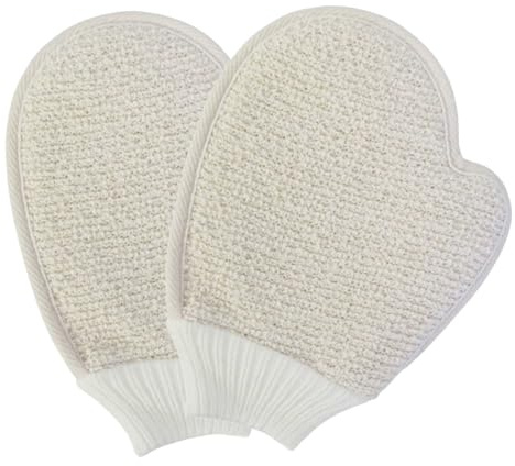 YUVKIN 2er Set Peelinghandschuhe aus Naturfasern, Exfoliating Gloves, Body Scrubber, Sanft & Intensiv, zur Entfernung abgestorbener Haut & für glatte, strahlende Haut