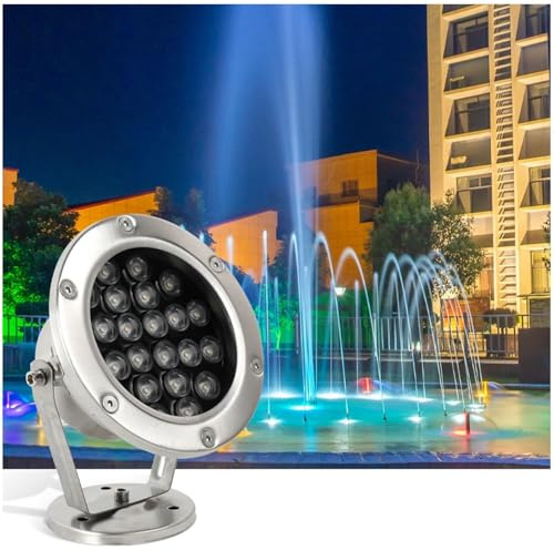 GUODDM Éclairage LED Submersible - Lampe LED pour Piscine, Spot D'extérieur Encastrable, Éclairage Paysager Rotatif 12 V, Éclairage De Bassin en Acier Inoxydable RVB Étanche IP68(Warm White,15w)