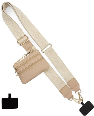Long Keeper Phone Strap Crossbody with Zipper Wallet Adjustable Universal Cellphone Lanyards Anti Theft Phone Neck Lanyard Wide Replacement Purse Strap