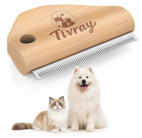 Tivray Cepillo para Perros Quitapelos Cepillo de Deslanado de Madera, 11cm