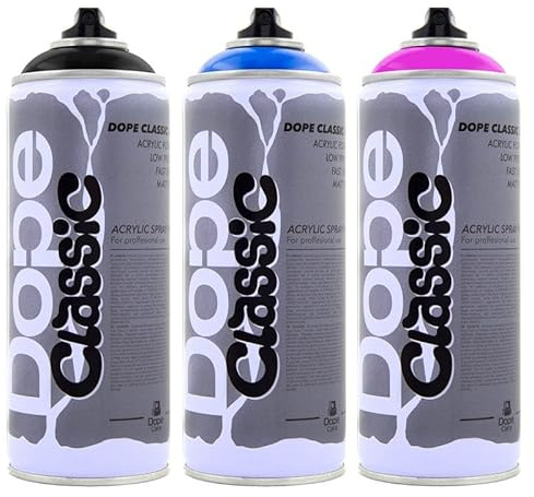 KLAMOTTEN STORE Dope Cans Graffiti Set di 3 bombolette spray acriliche da 400 ml – Trio per principianti – Low Pressure – per graffiti, Street Art & Urban Art