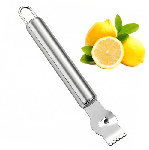 hankousi 1Pcs Stainless Steel Lemon Zester, Citrus Fruit Grater & Peeler for Cocktails & Kitchen (Silver)