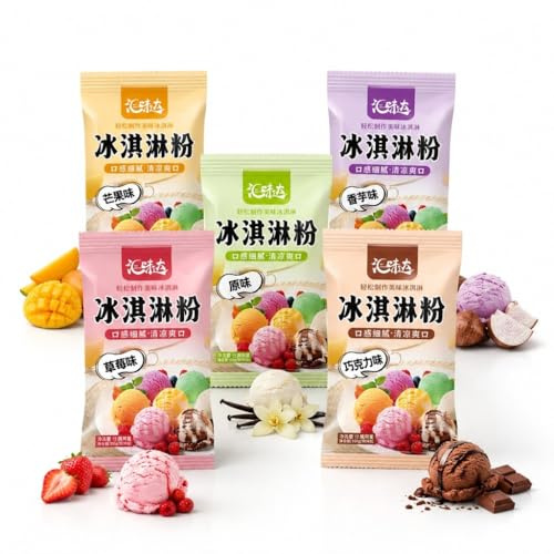 Kit De Mezcla Helado Casero 6 Sabores: Paquetes Polvo Receta Fácil Conos Y Sundaes Vainilla, Chocolate Fresa Hechos En Casa